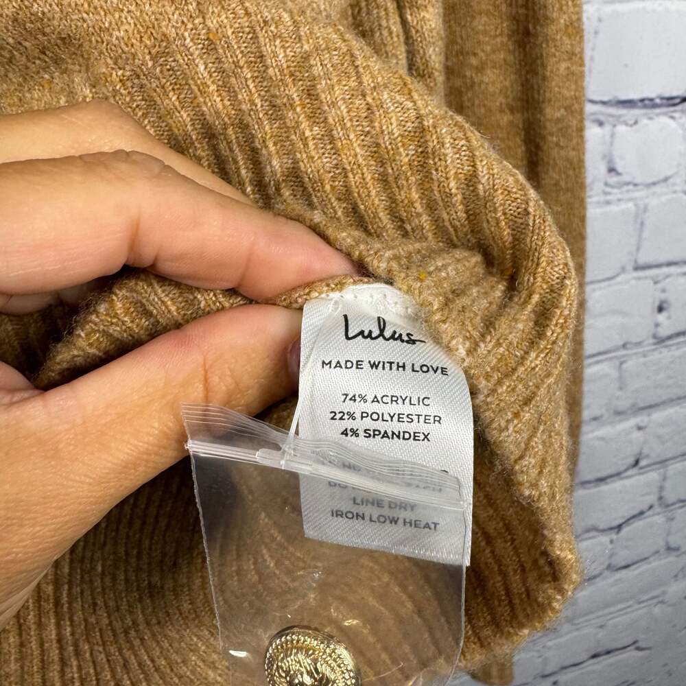 Lulus Brown Camel Sweater - Balloon Sleeve Sweater Size Small - Picture 6 of 7